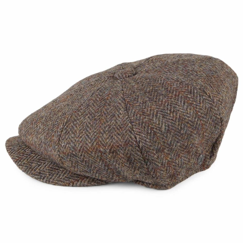 HARRIS TWEED Northbay Newsboy Cap - Olive-Brown