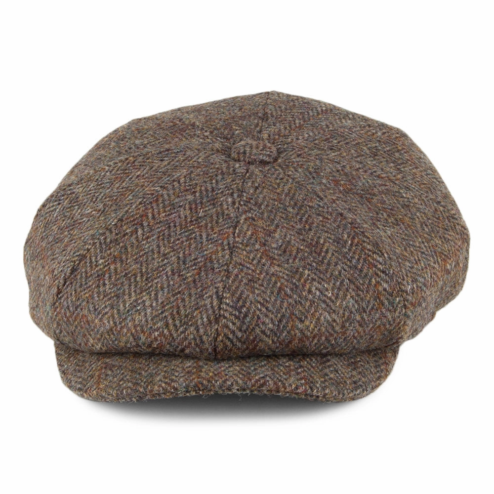 HARRIS TWEED Northbay Newsboy Cap - Olive-Brown