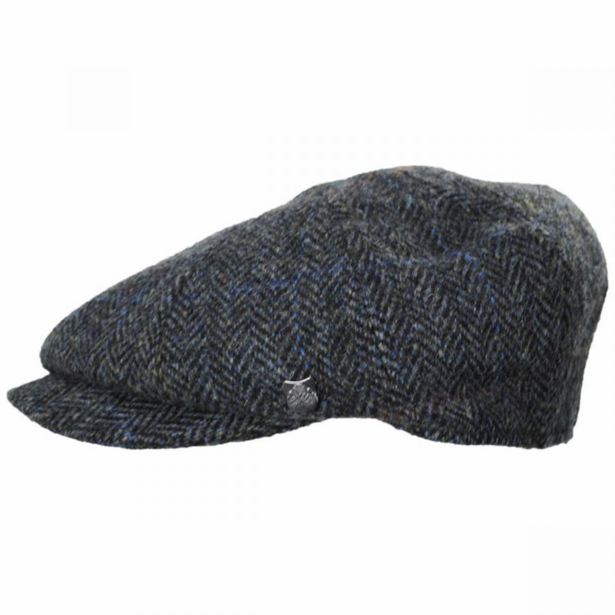 Harris Tweed Overcheck Herringbone Wool Newsboy Cap