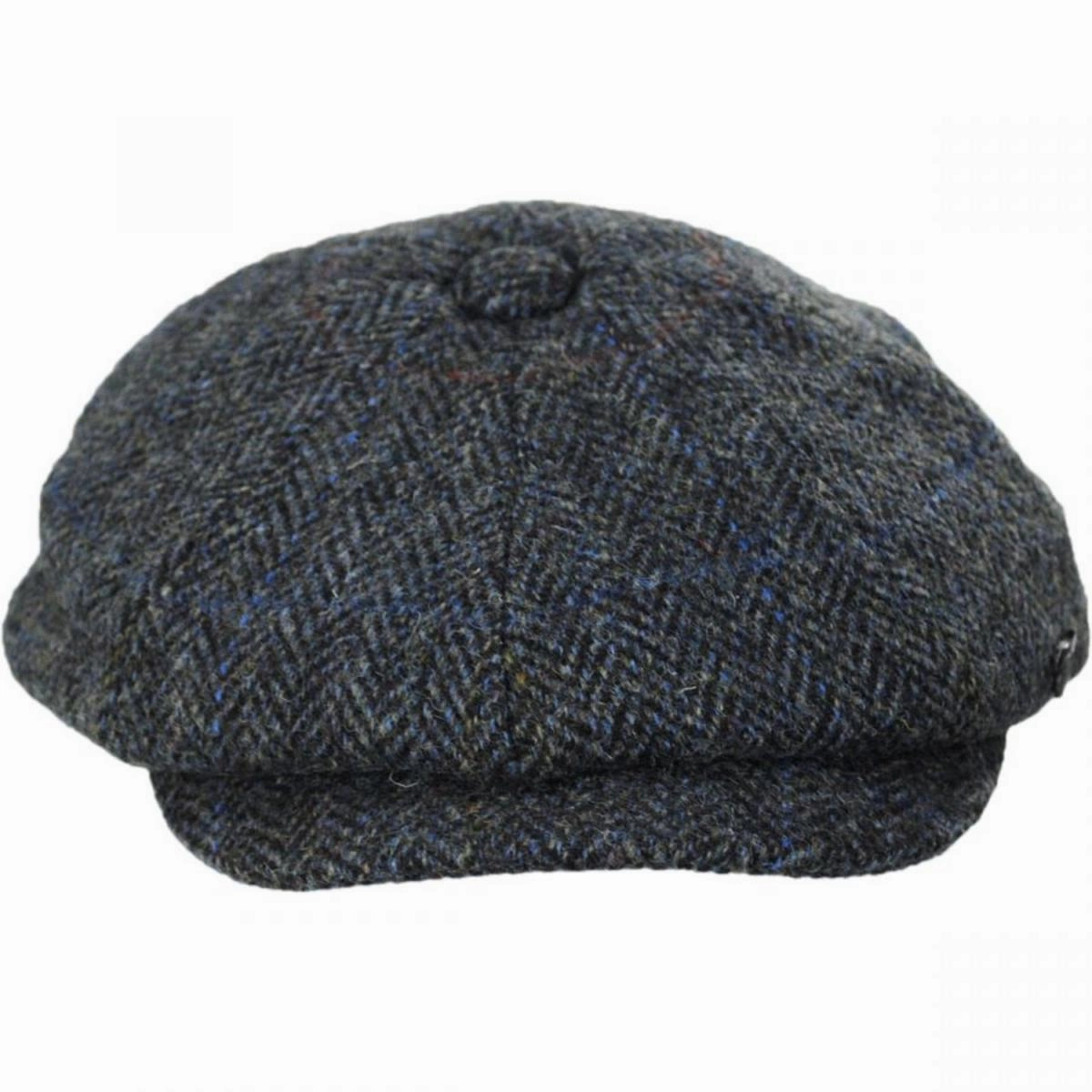 Harris Tweed Overcheck Herringbone Wool Newsboy Cap