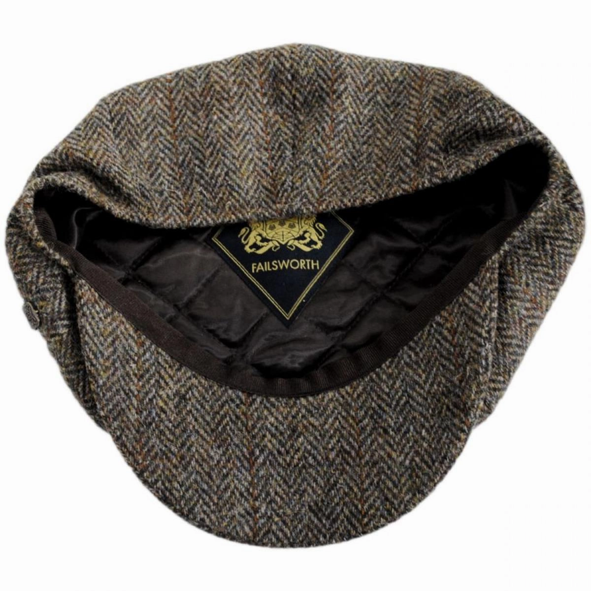 Harris Tweed Overcheck Herringbone Wool Newsboy Cap