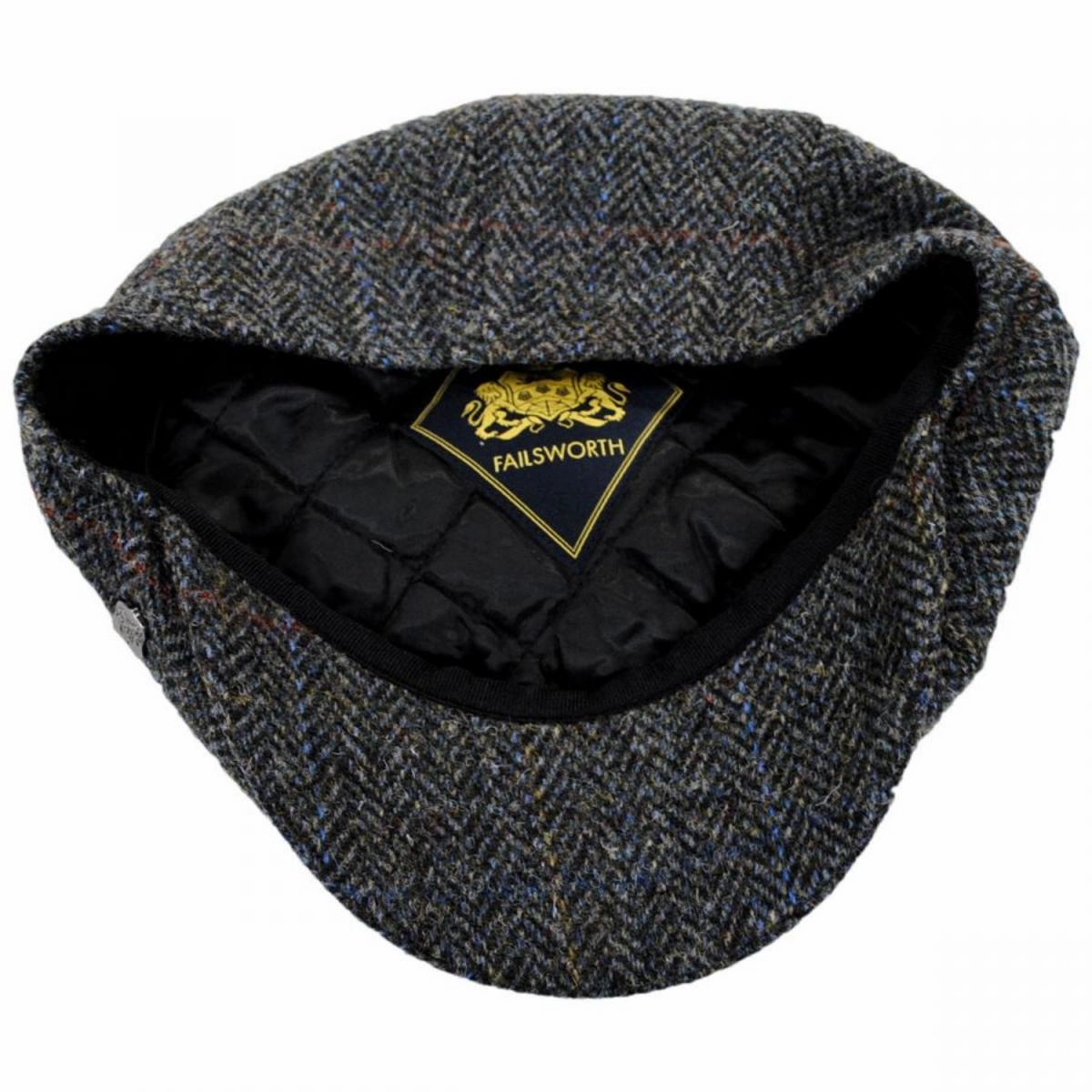 Harris Tweed Overcheck Herringbone Wool Newsboy Cap