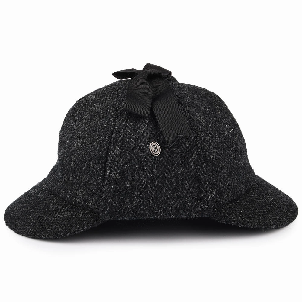 HARRIS TWEED Sherlock Holmes Deerstalker Hat - Black-Charcoal