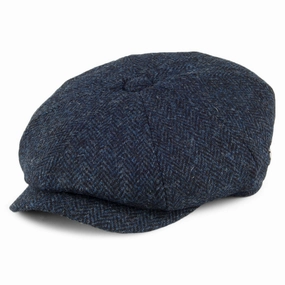 HARRIS TWEED Skye Newsboy Cap - Blue-Black