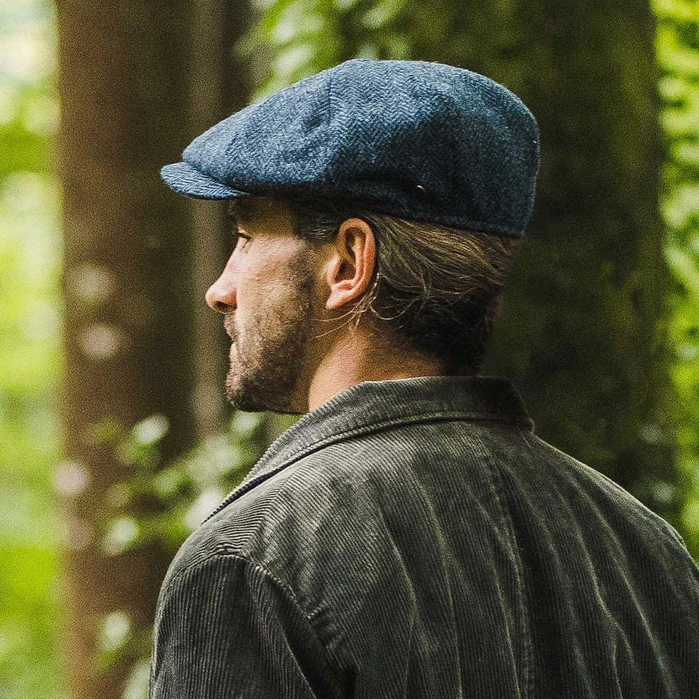 HARRIS TWEED Skye Newsboy Cap - Blue-Black