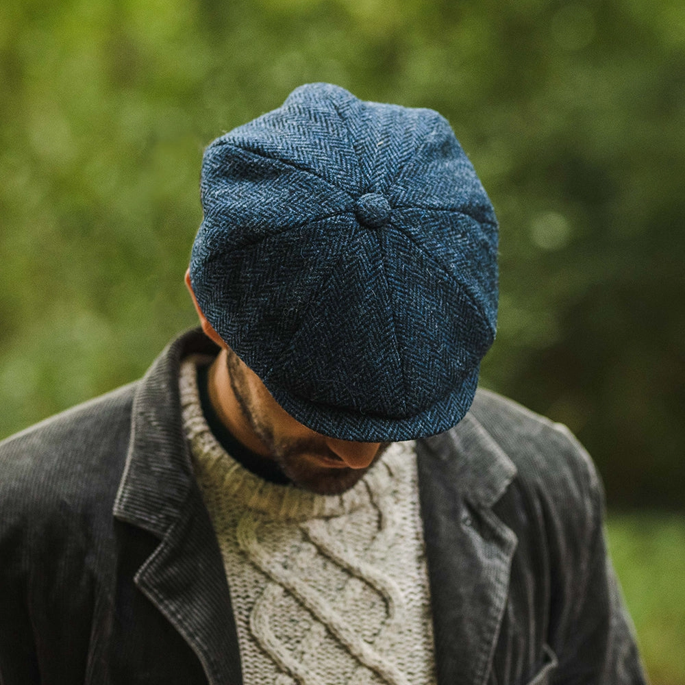 HARRIS TWEED Skye Newsboy Cap - Blue-Black