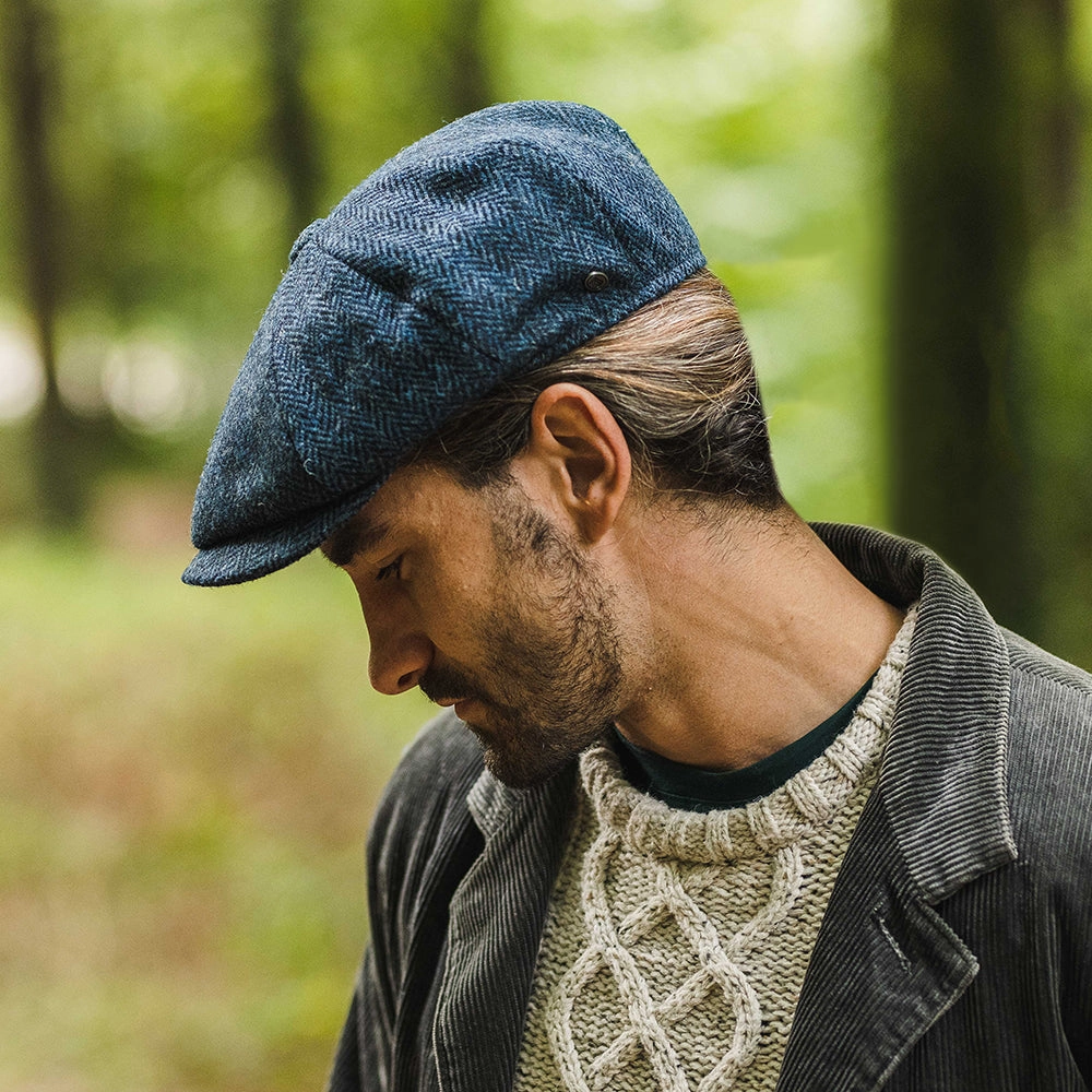 HARRIS TWEED Skye Newsboy Cap - Blue-Black