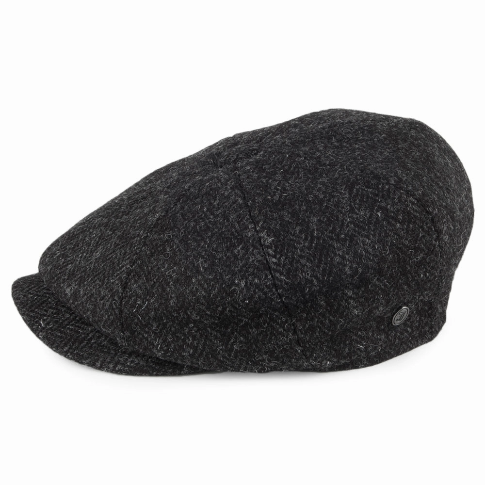HARRIS TWEED Taransay Newsboy Cap - Black-Charcoal