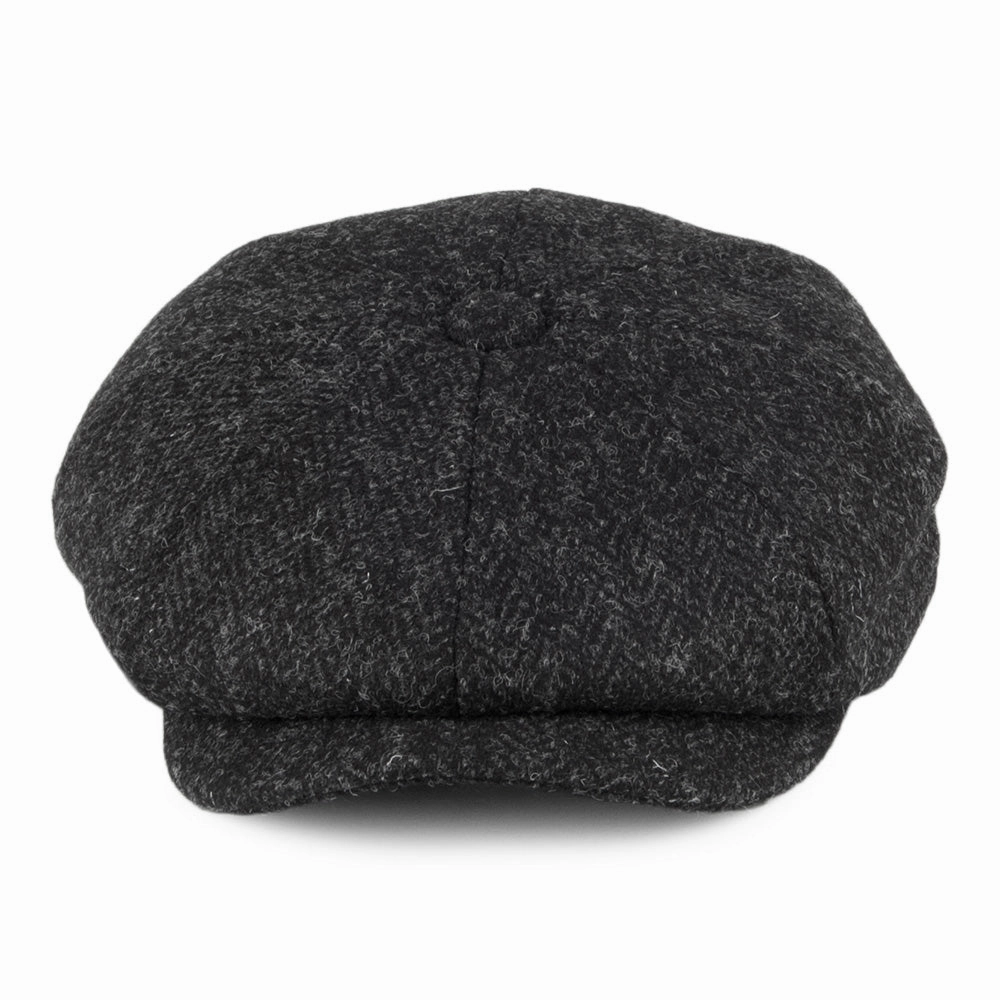 HARRIS TWEED Taransay Newsboy Cap - Black-Charcoal