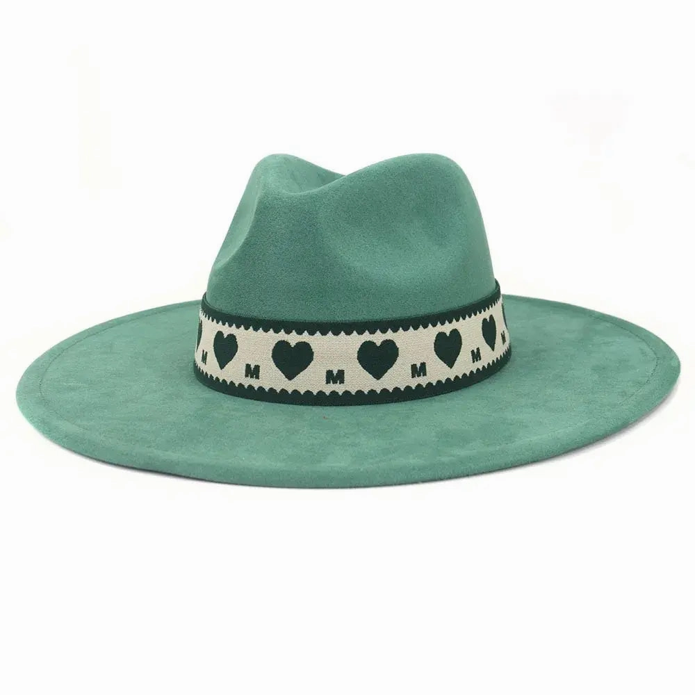 Hearts Band Suede Fedora Hat