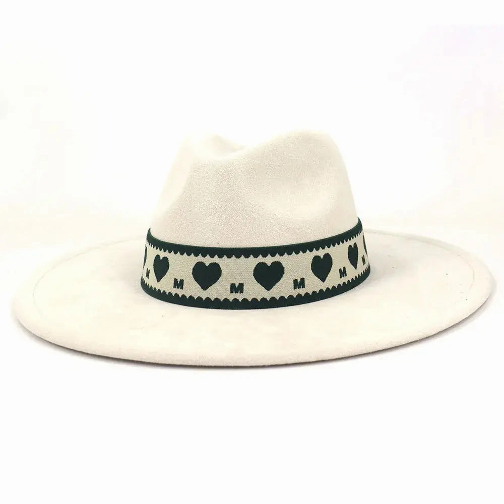 Hearts Band Suede Fedora Hat