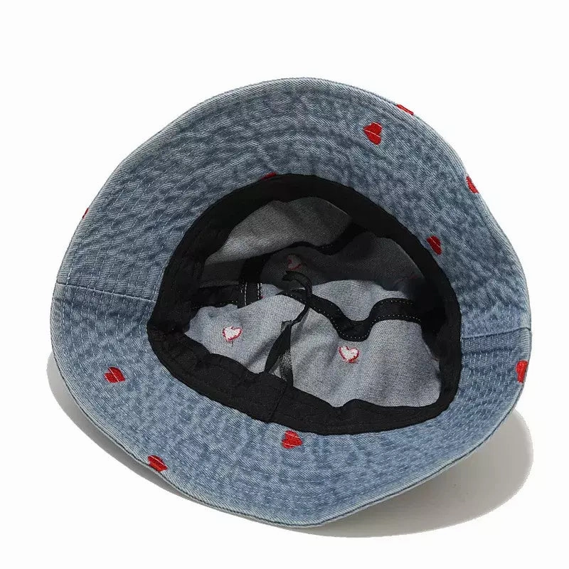 Hearts Denim Bucket Hat