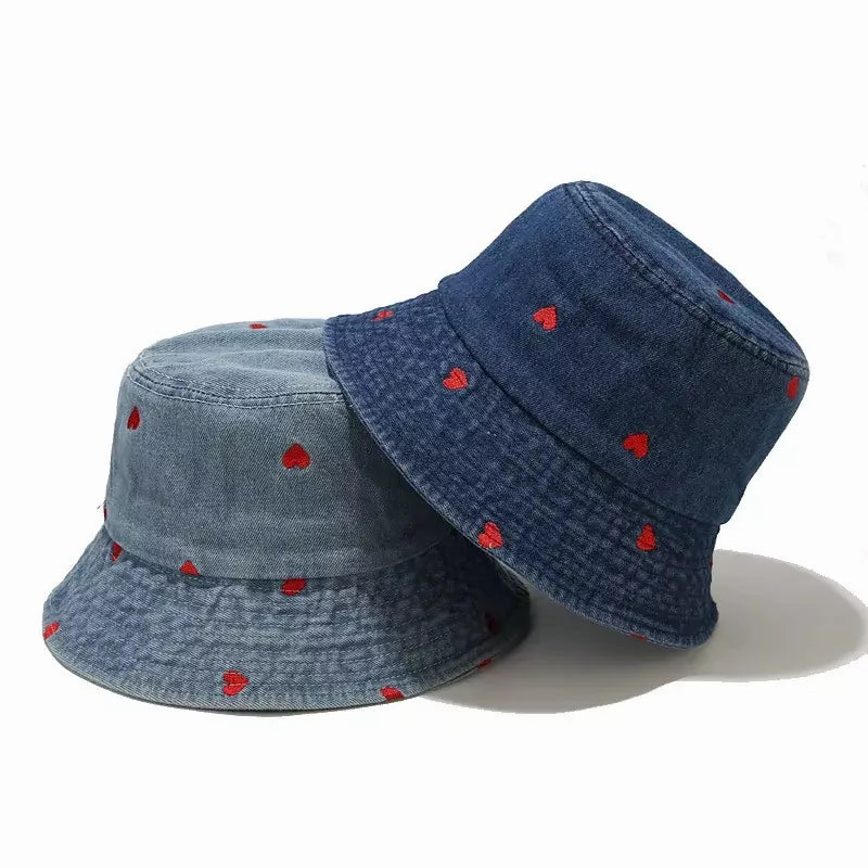 Hearts Denim Bucket Hat