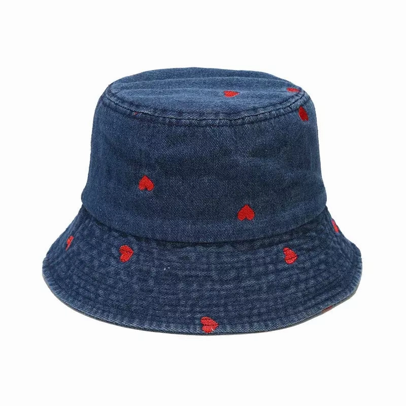 Hearts Denim Bucket Hat