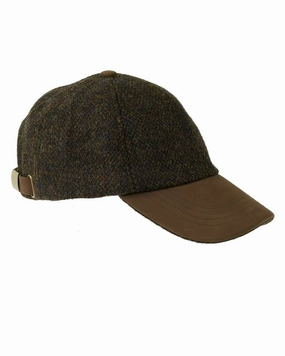 Heather Glencairn Harris Tweed / Leather Peak Baseball Cap Clearance