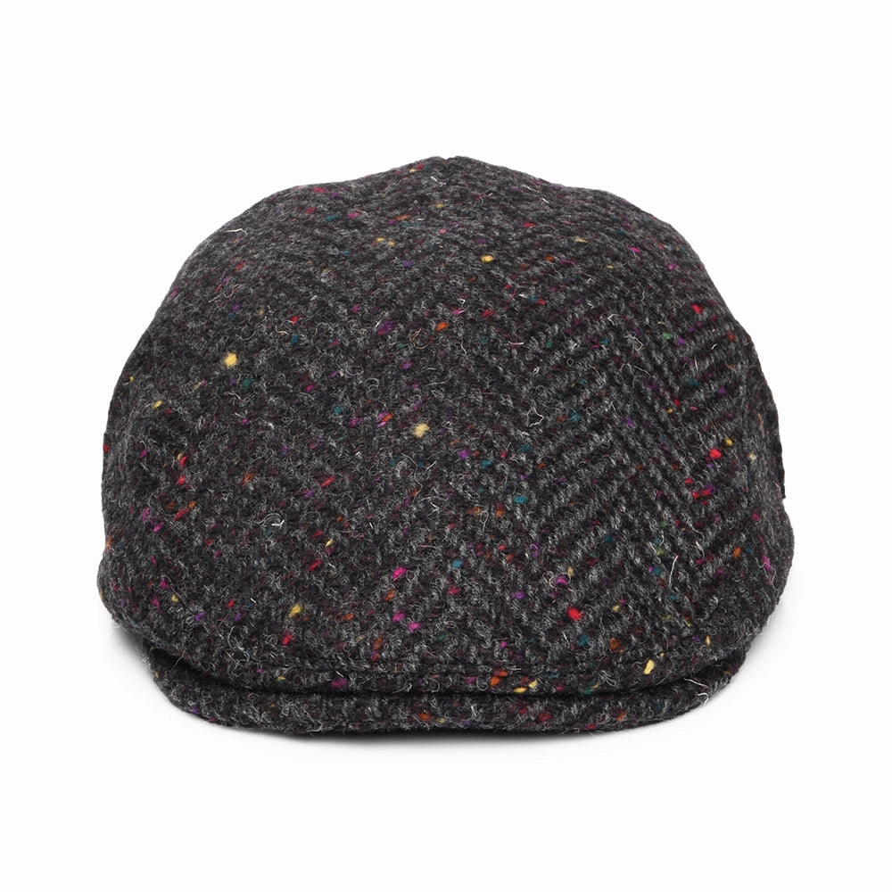 Heavyweight Donegal Tweed Herringbone Finnegan Flat Cap - Charcoal-Multi