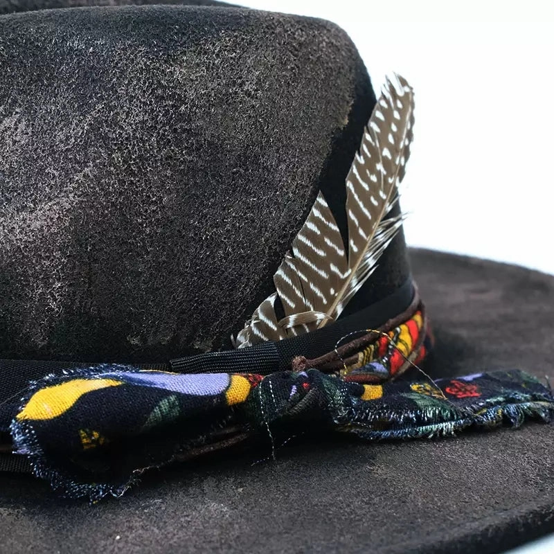 Hereford Retro Handmade Burned Fedora Hat