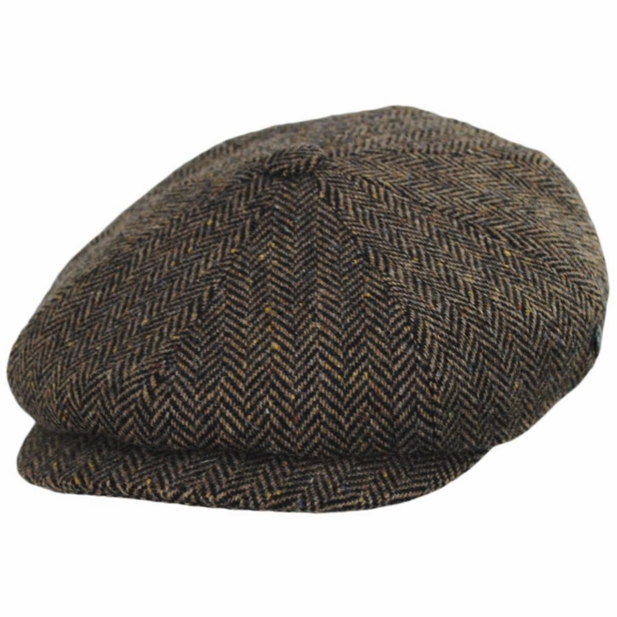 Herringbone Donegal Tweed Wool Newsboy Cap