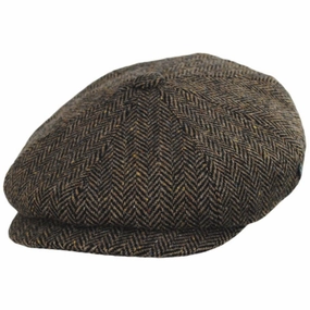 Herringbone Donegal Tweed Wool Newsboy Cap
