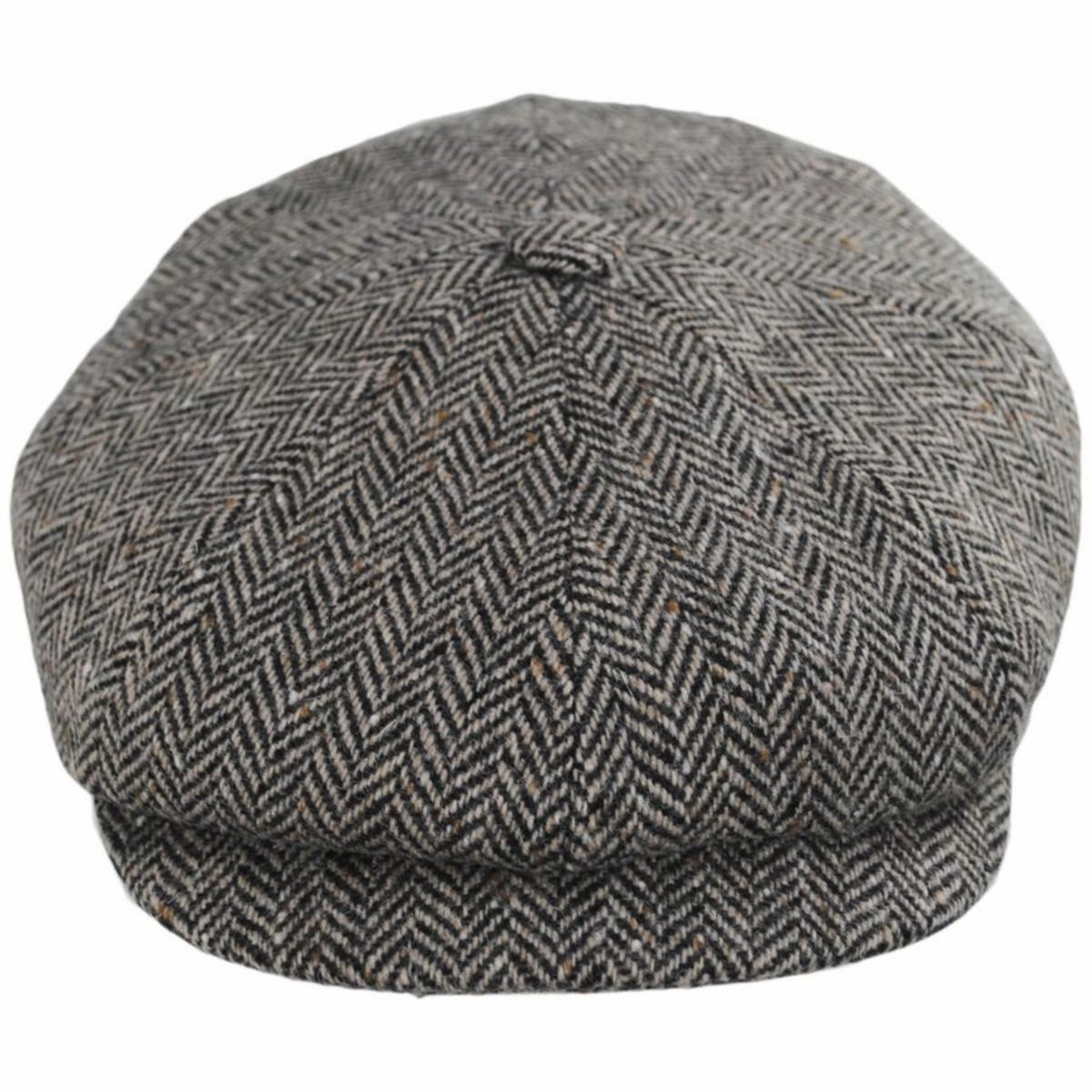 Herringbone Donegal Tweed Wool Newsboy Cap