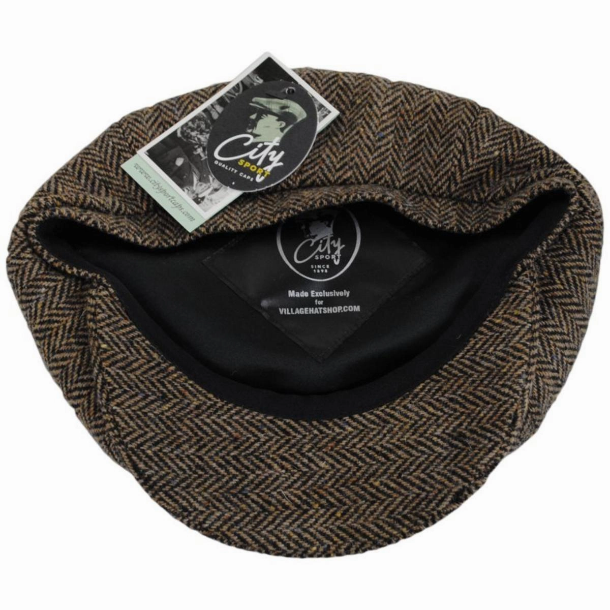 Herringbone Donegal Tweed Wool Newsboy Cap