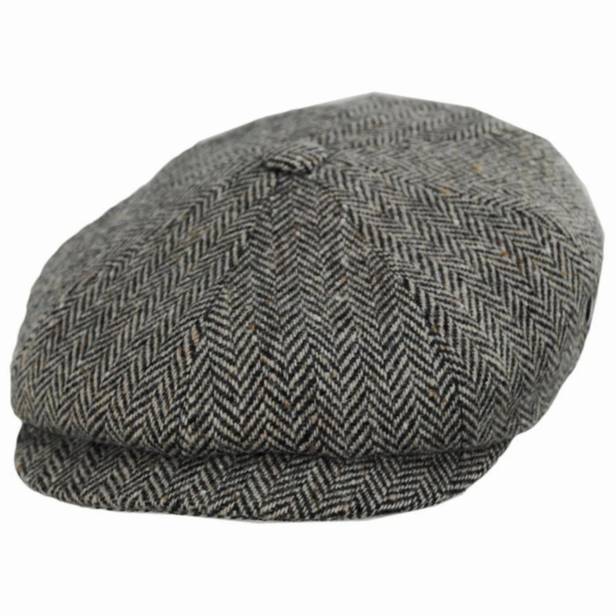 Herringbone Donegal Tweed Wool Newsboy Cap