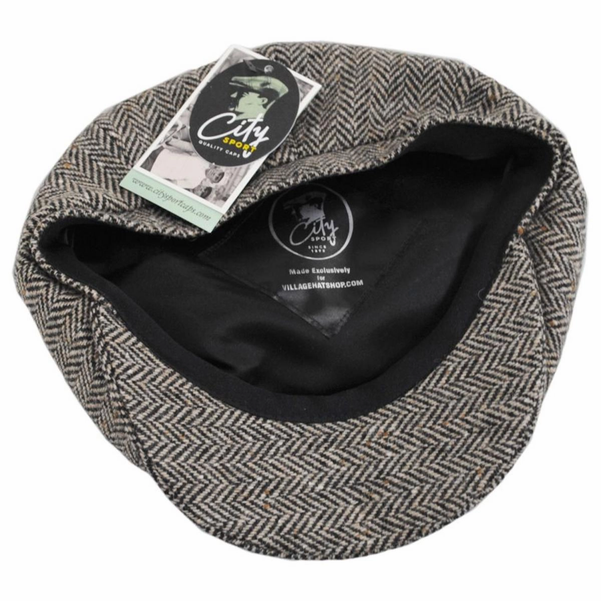 Herringbone Donegal Tweed Wool Newsboy Cap