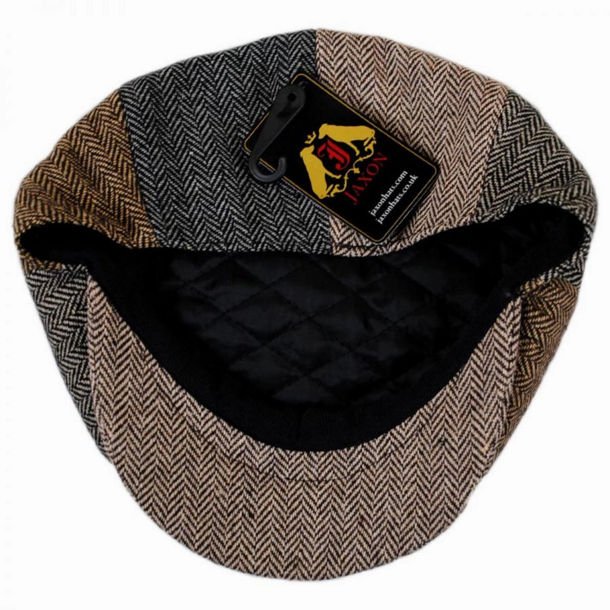 Herringbone Patchwork Wool Blend Newsboy Cap