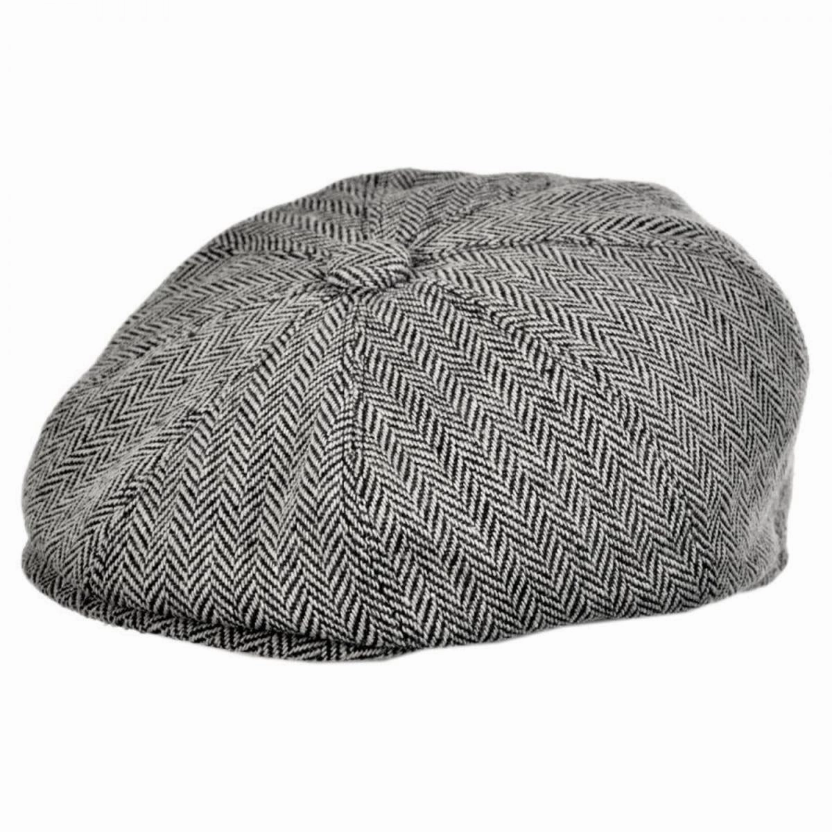 Herringbone Wool Blend Newsboy Cap