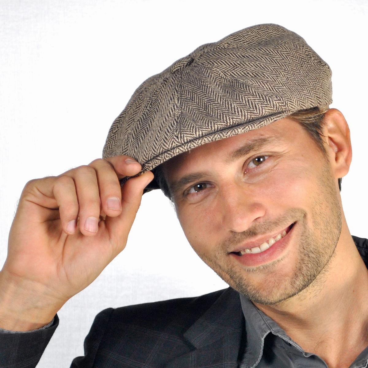 Herringbone Wool Blend Newsboy Cap