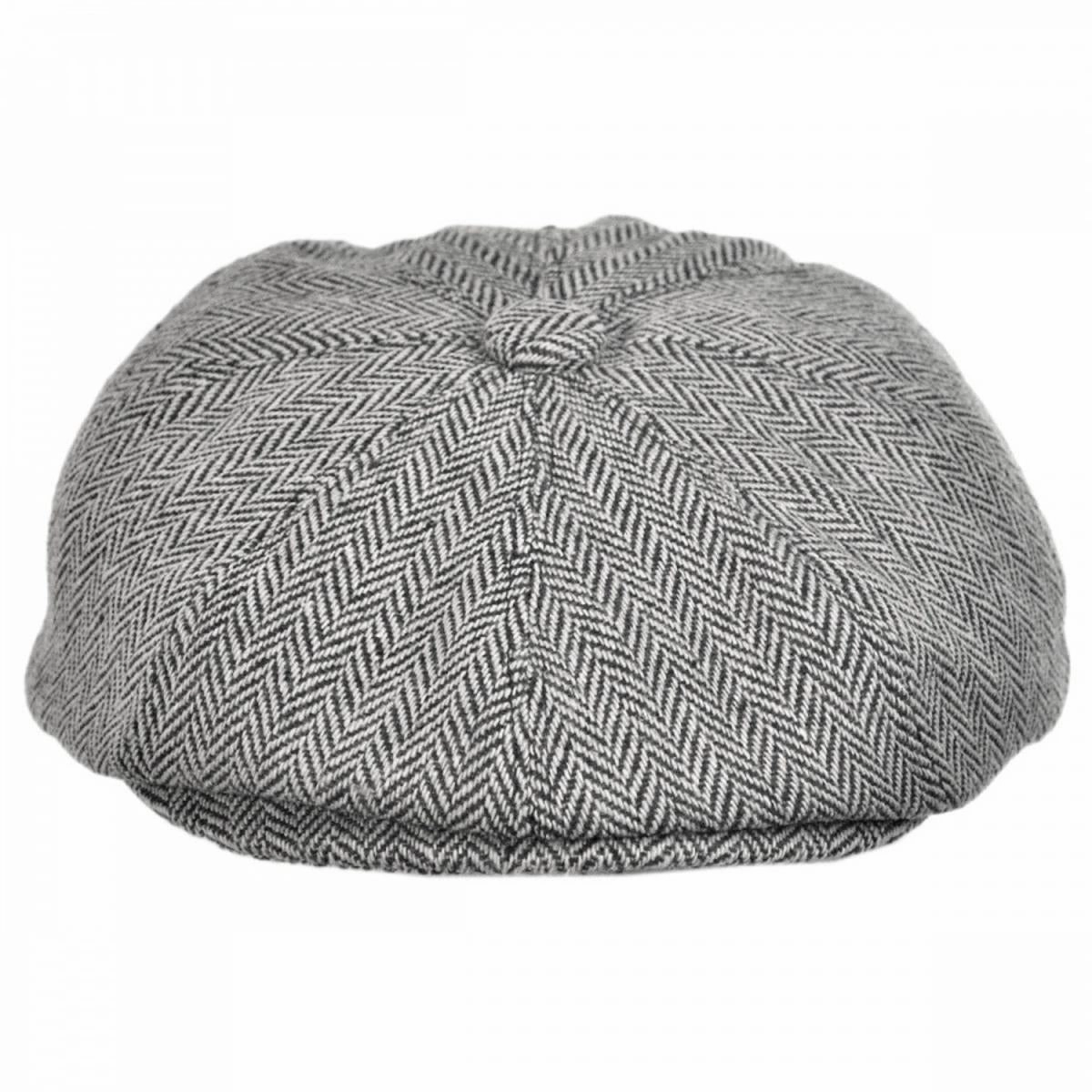 Herringbone Wool Blend Newsboy Cap