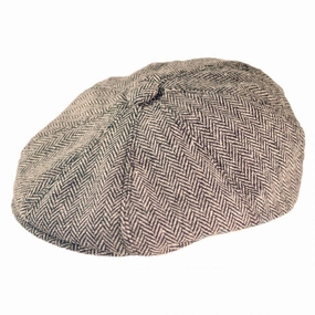 Herringbone Wool Blend Newsboy Cap