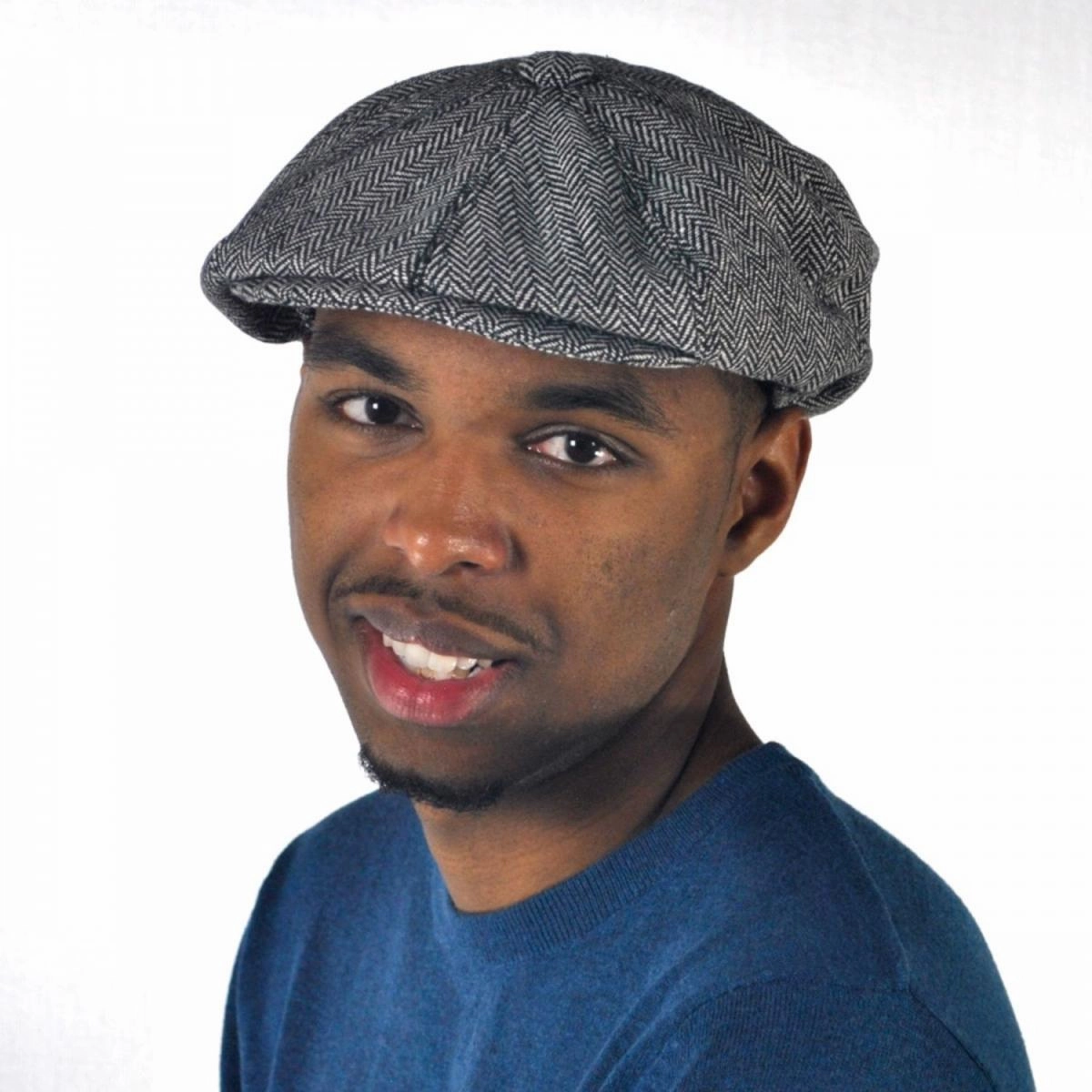 Herringbone Wool Blend Newsboy Cap