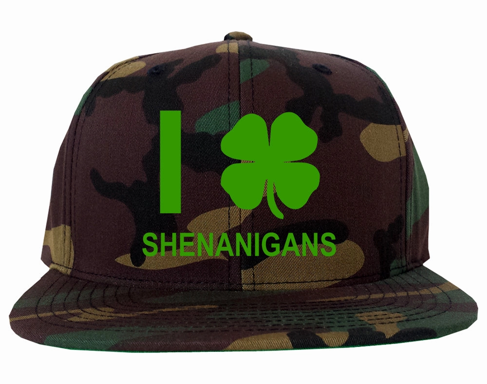 I Love Shenanigans Shamrock Mens Snapback Hat