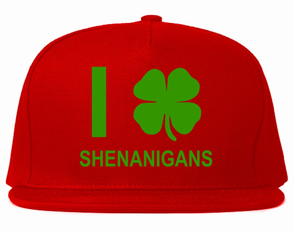 I Love Shenanigans Shamrock Mens Snapback Hat