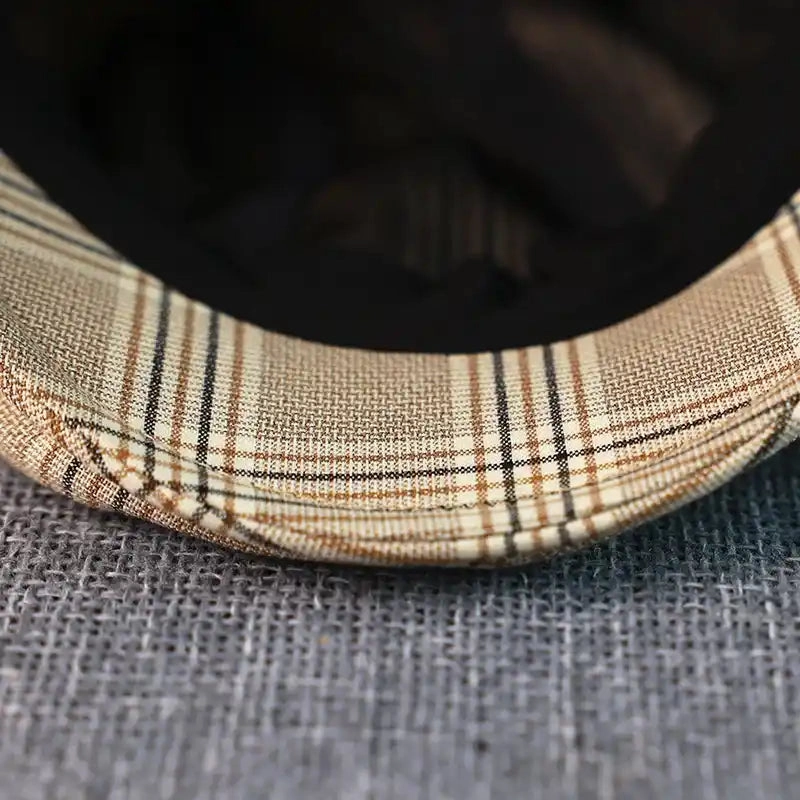 Idaho Beige Tartan Linen Flat Cap