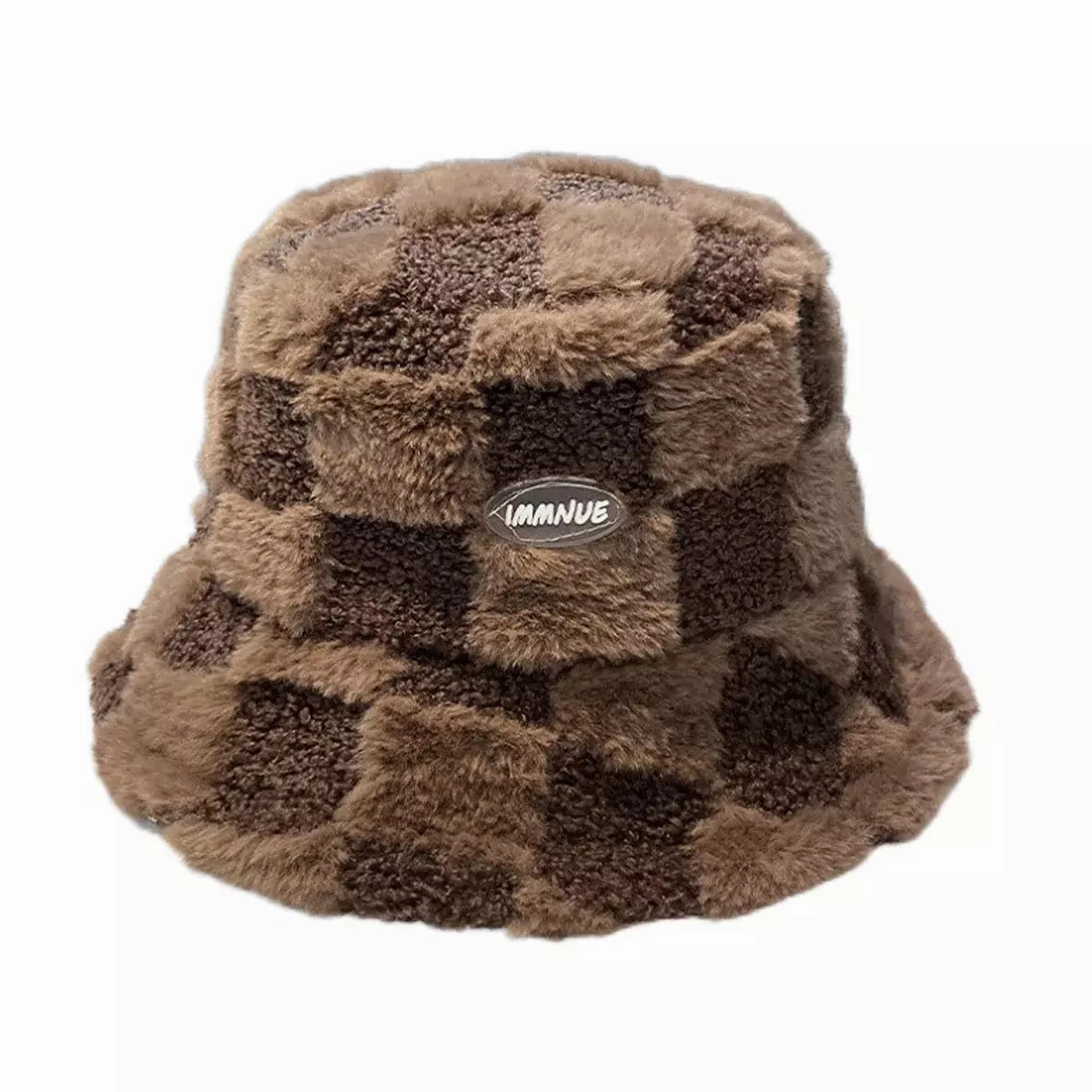 IMMNUE Plaid Fur Bucket Hat