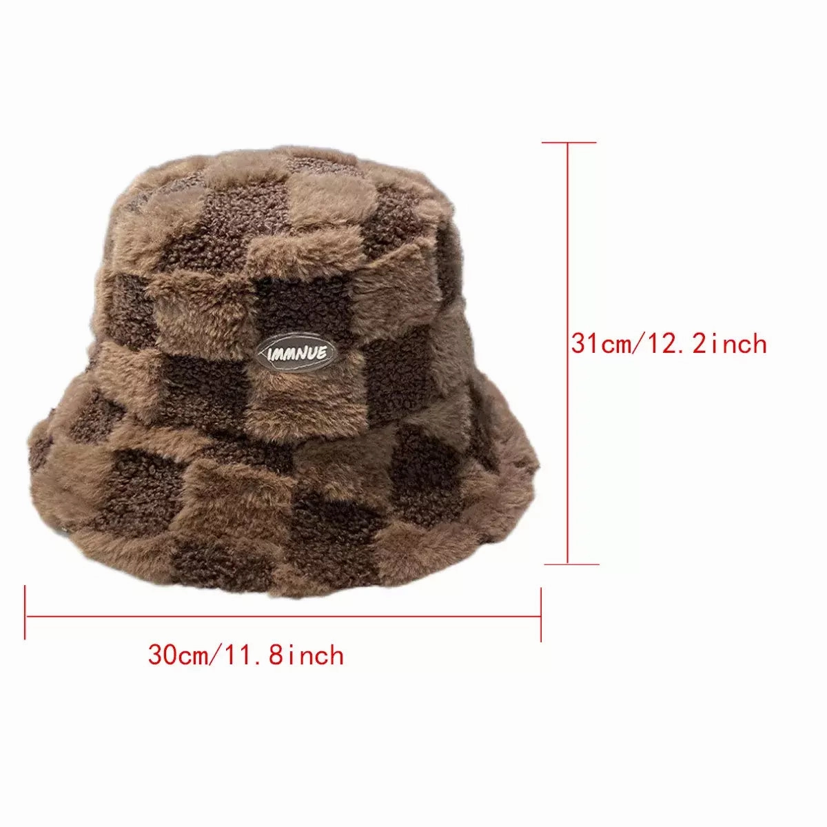 IMMNUE Plaid Fur Bucket Hat