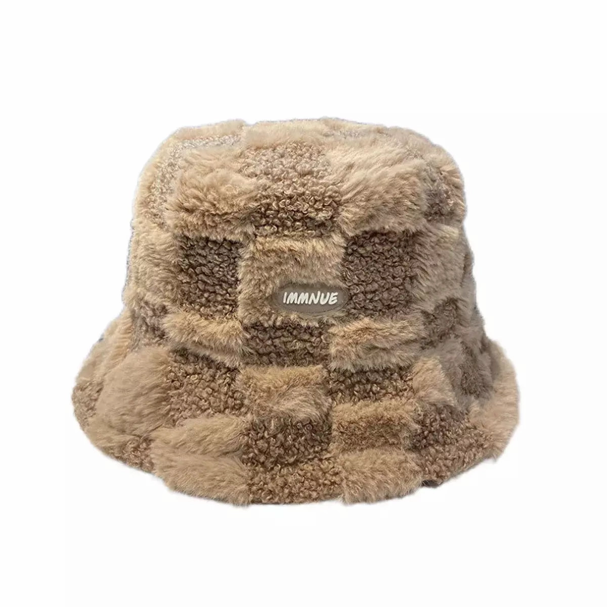 IMMNUE Plaid Fur Bucket Hat