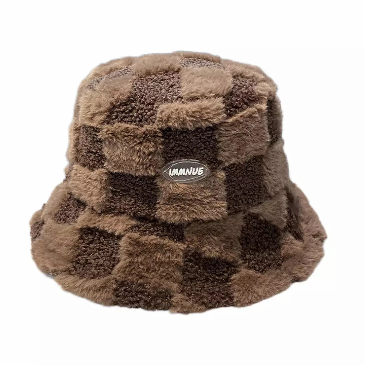 IMMNUE Plaid Fur Bucket Hat
