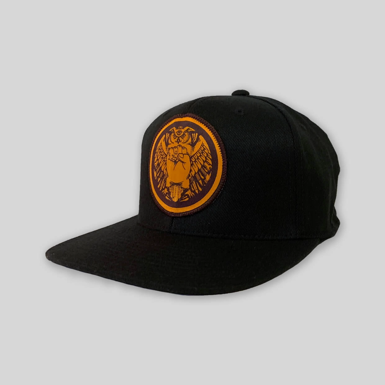 Industriowl Black Snapback by Jeremy Fish