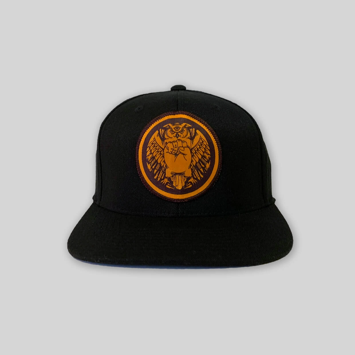Industriowl Black Snapback by Jeremy Fish