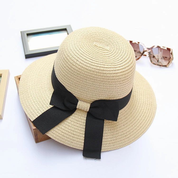 Influencer Style Straw Hat Women UV Beach Versatile Foldable Sun Outdoor Sand Bow