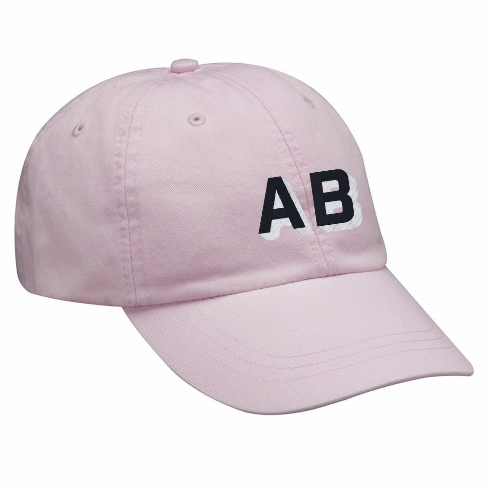 Initialed Shadow Block Letters Baseball Hat