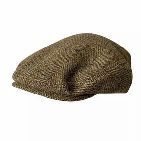 Irish Striped Brown Wool Flat Cap