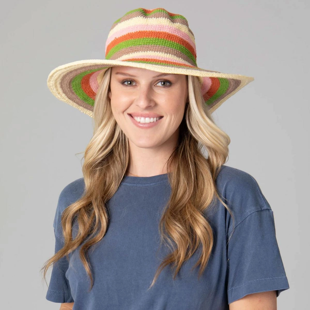 Java Striped Cotton Crochet Sun Hat