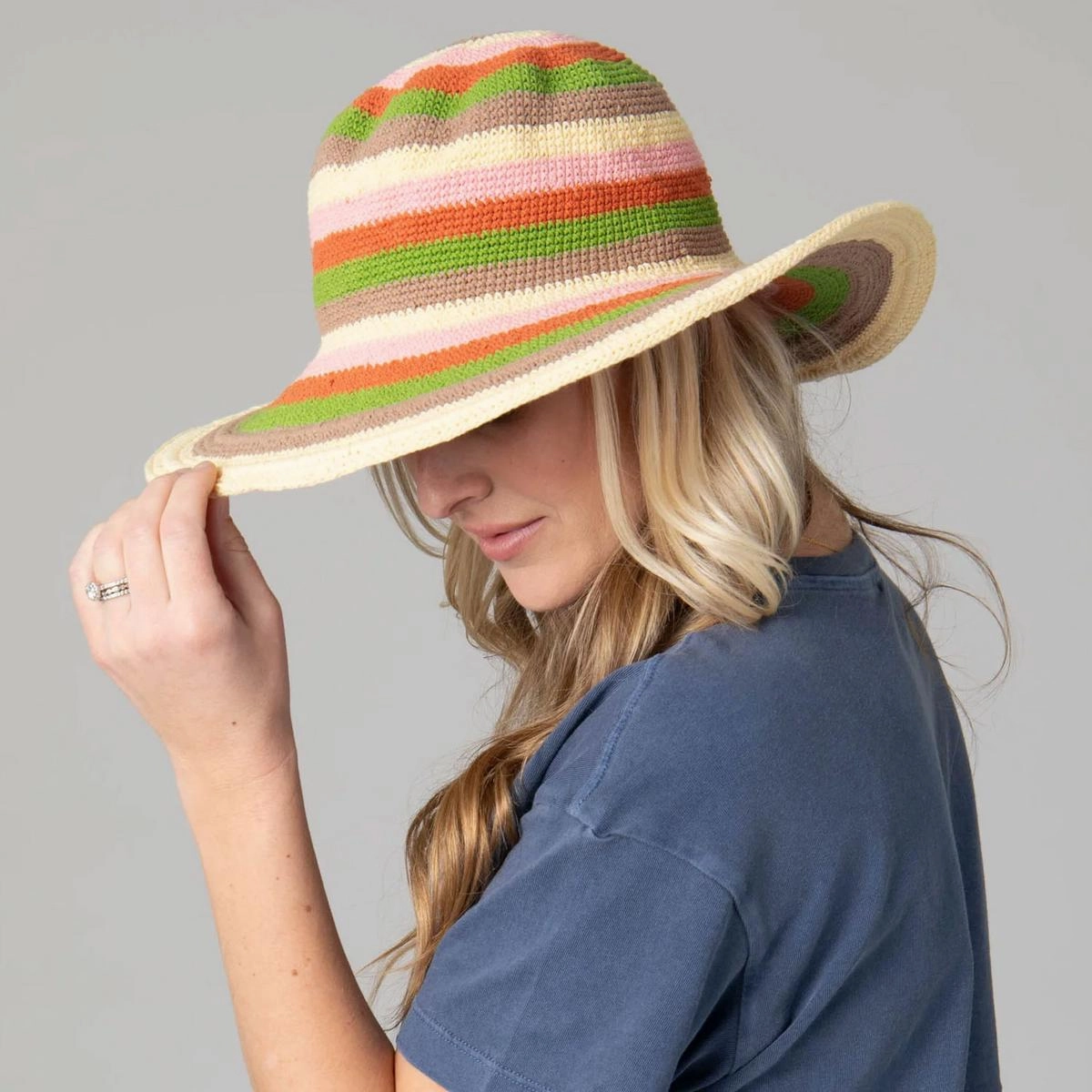 Java Striped Cotton Crochet Sun Hat
