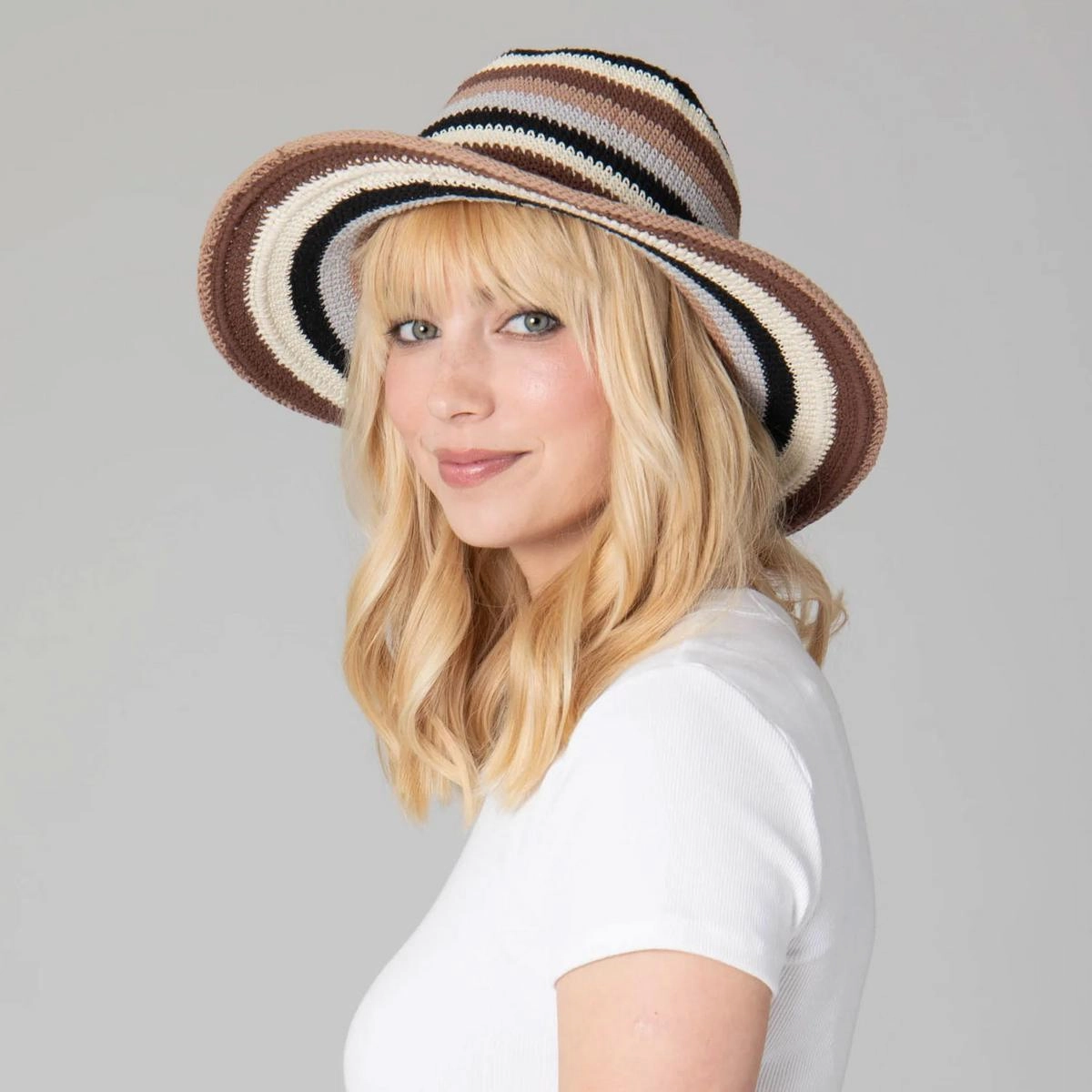 Java Striped Cotton Crochet Sun Hat