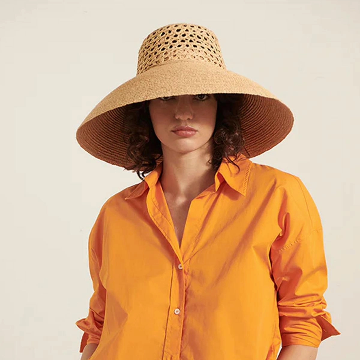 Jeany Raffia Straw Lampshade Sun Hat