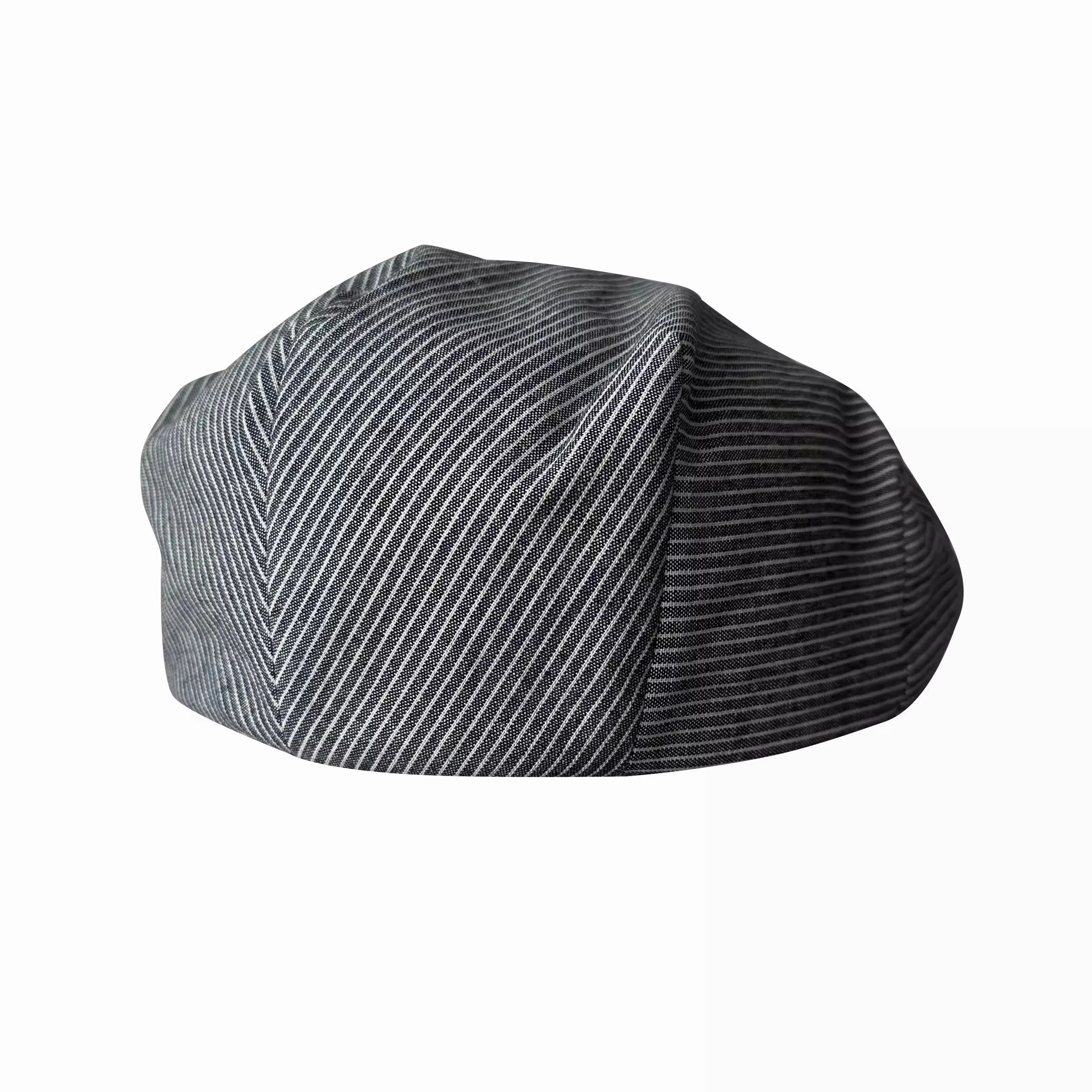 Jersey Gray Striped Linen Flat Cap